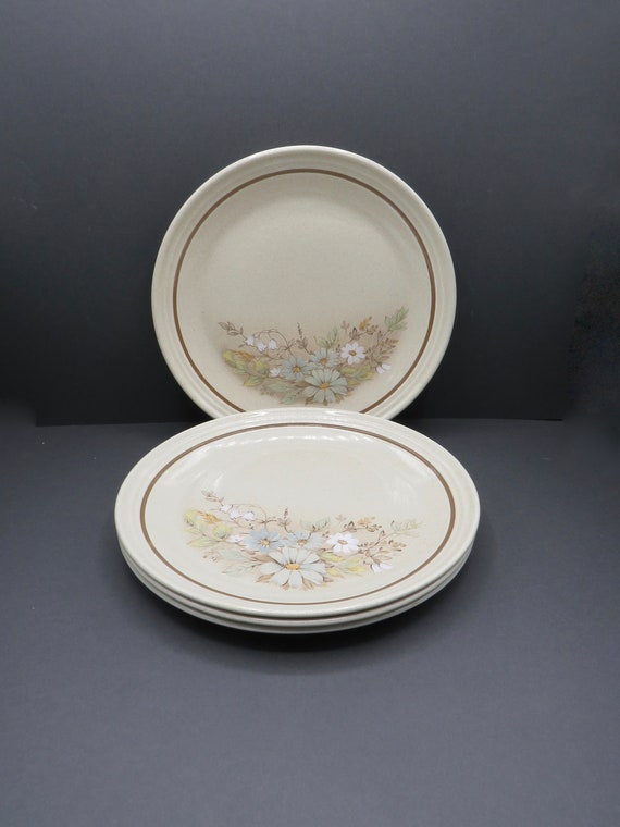 Royal Doulton Florinda Dinner plate x4 / vintage stoneware tea se / tlambethware / English / denby / discontinued / LS1042