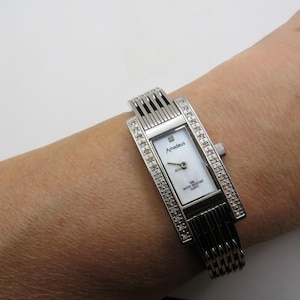 Vintage diamanten horloge / Rechthoekig juweelhorloge / Dames Dress Watch / 7,6-inch polshorloge / Cadeau voor haar (k27)