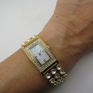 Vintage tank watch / gold watch / dazzle  / Ladies square Watch / womens diamond Watch / Gift for her (t17)