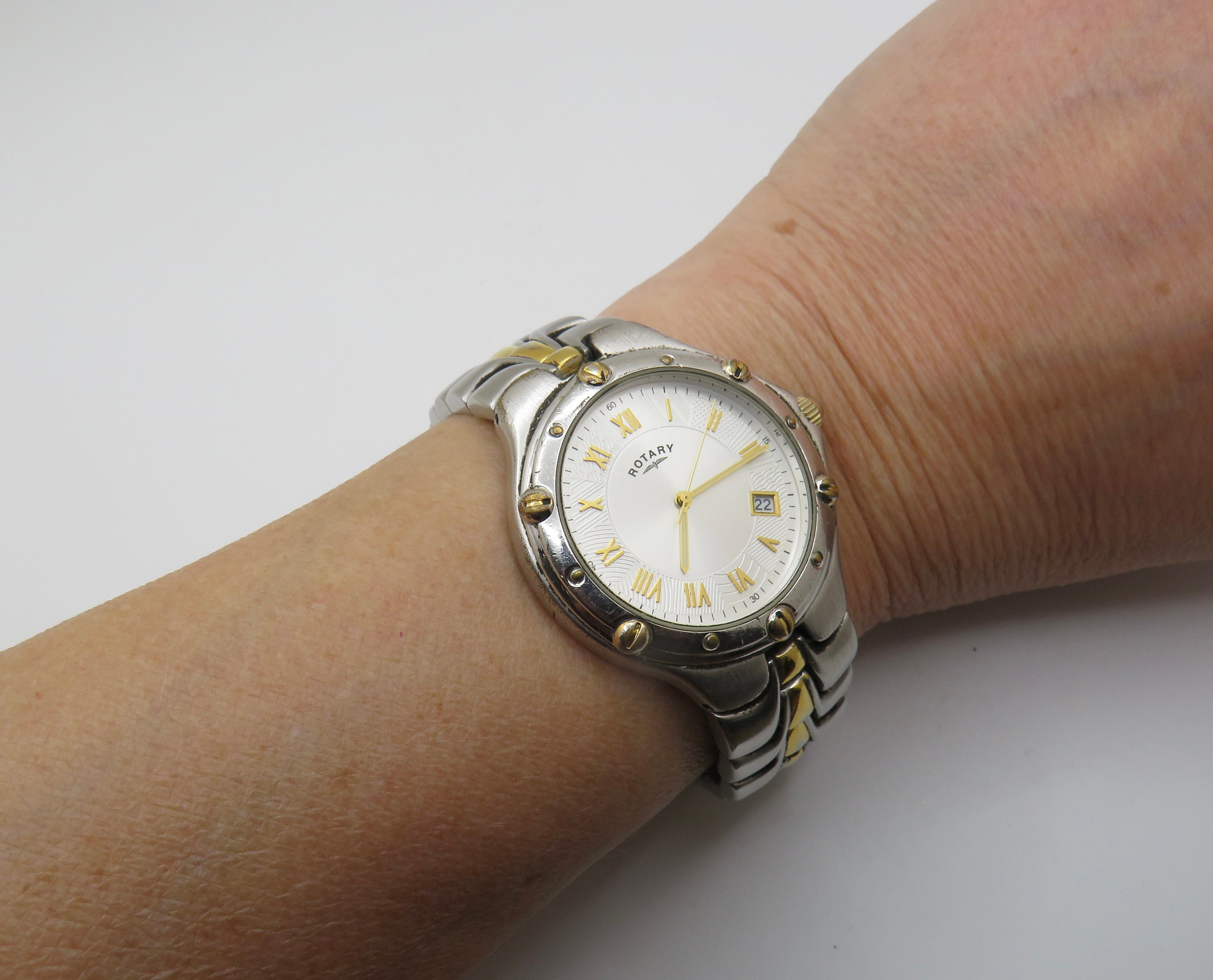 Rotary two discount tone ladies watch