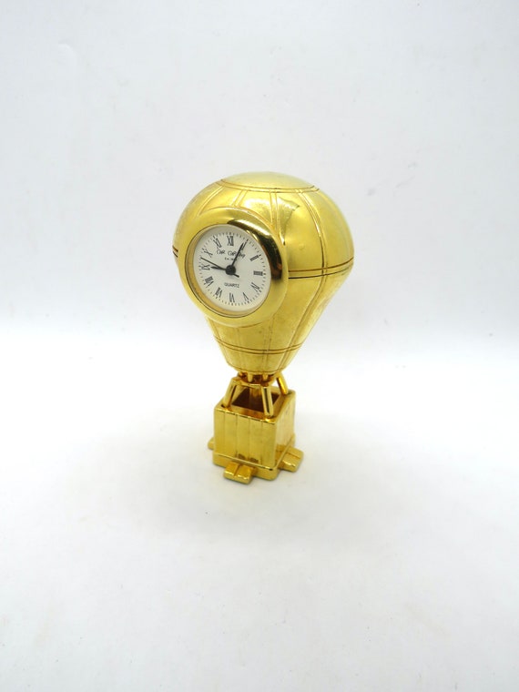 Vintage brass balloon clock /  Brass clock /  Solid Brass / Quartz clock / Ornament Miniature Clock Novelty Clock / Collectors Vintage Desk