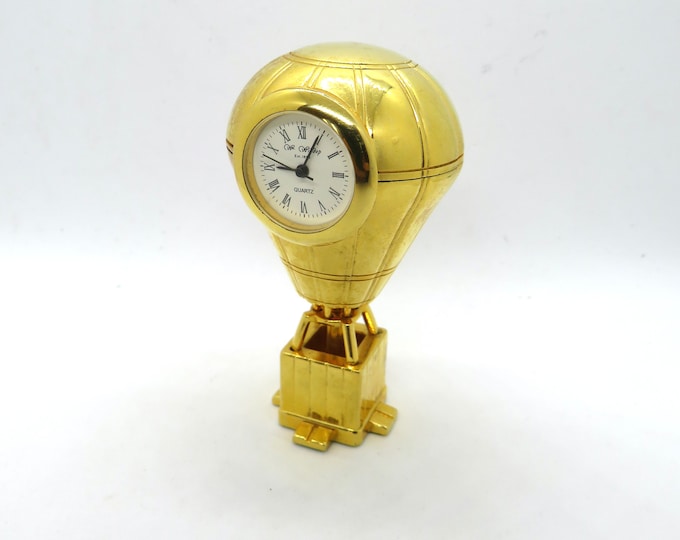 Vintage brass balloon clock /  Brass clock /  Solid Brass / Quartz clock / Ornament Miniature Clock Novelty Clock / Collectors Vintage Desk