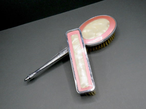 Vintage Vanity Brush Set / vintage gift  / 2 Piece Vanity Brush Set / 60s set / Gift for her (rb)