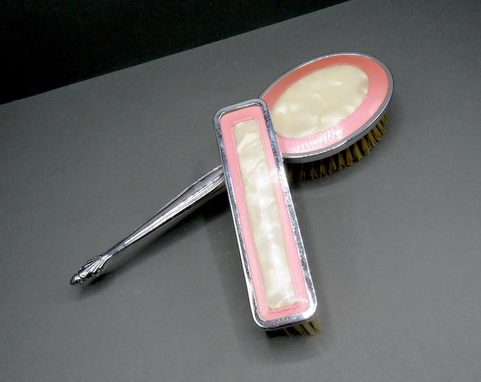 Vintage Vanity Brush Set / vintage gift  / 2 Piece Vanity Brush Set / 60s set / Gift for her (rb)