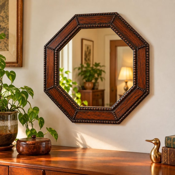 Oak Wood mirror / Antique mirror  / wood Framed Mirror / home decor / oak mirror/ gothic