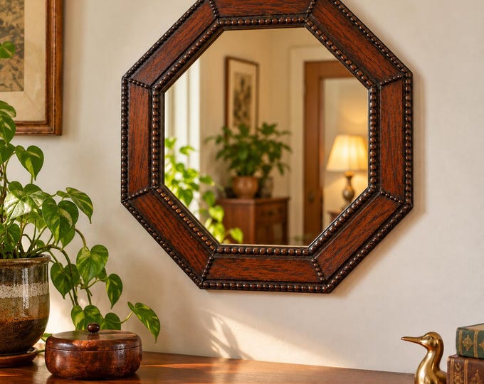 Oak Wood mirror / Antique mirror  / wood Framed Mirror / home decor / oak mirror/ gothic