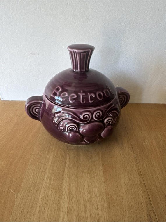 Sadler Ceramic Beetroot Pot Double Sided Purple Face 1960/70’s Vintage Retro Vgc