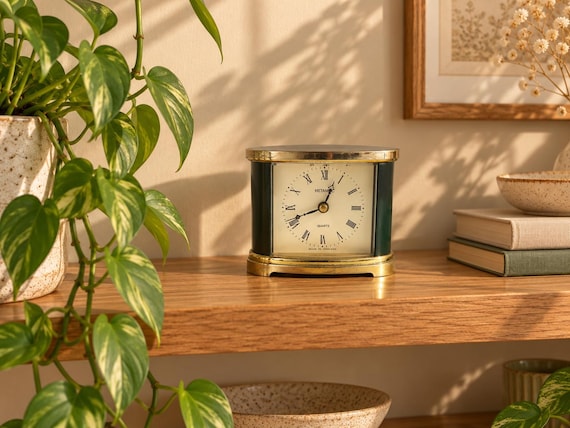 vintage small Mantle clock / carriage  clock / Metamec Clock / retro clock  /  Working clock / made in England