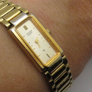 vintage citizen rectangle watch / 7.1 large wrist size / vintage womans watch / Japan watch / vintage Watch / watch ladies watch J18 image 4