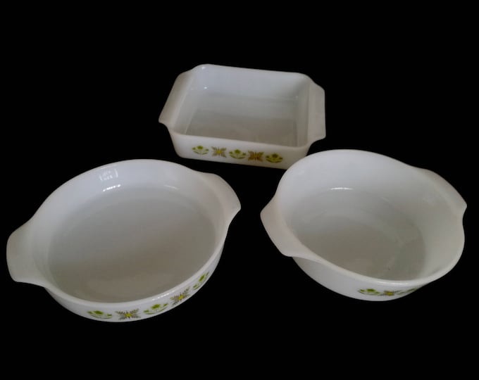3x Vintage pyrex / Fire King Meadow Green / Anchor Hocking /  bowl / Retro pyrex / 1960s /JAJ Vintage / Pyrex Checkers / sugar bowls / pyrex