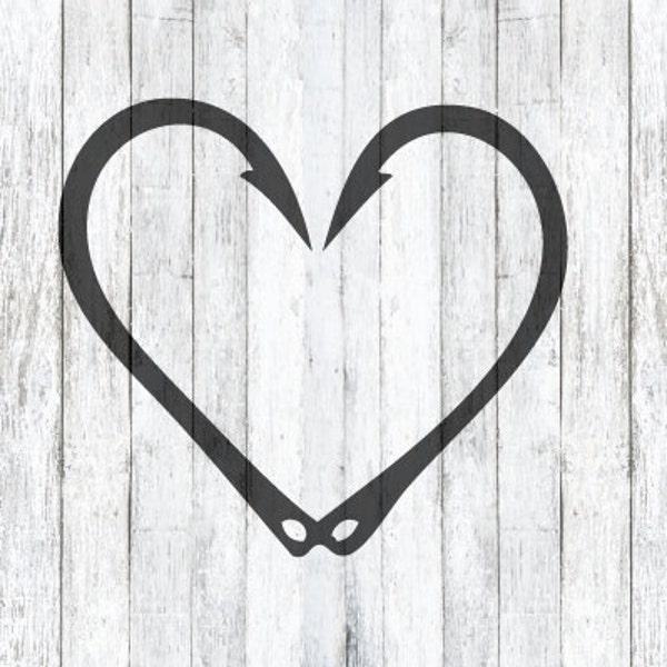 Fish Hook Heart SVG