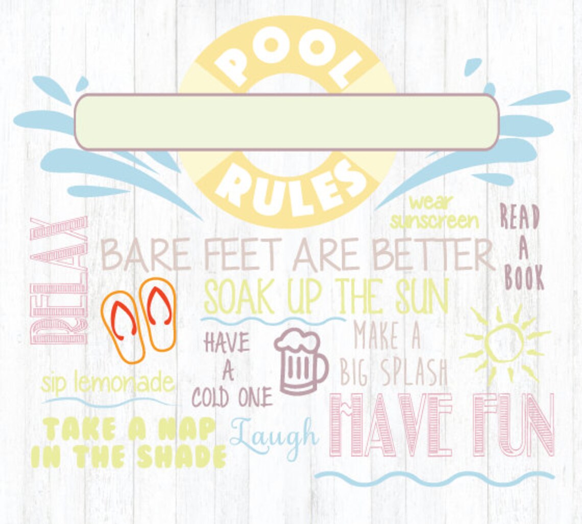 Pool Rules SVG File Two Versions Etsy