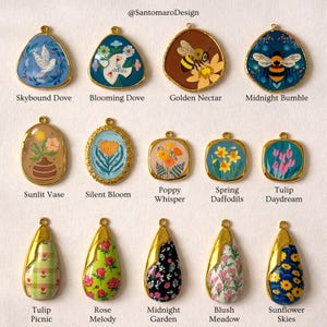 Floral Pendant Charms, Bird Bee Flower Pattern Charms, Tulip Dove Charm for DIY Necklace Bracelet Jewelry Making, 18K Gold Stainless Steel