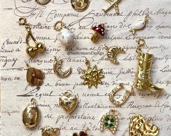 Lucky & Spiritual Gold Charms – 18K Plated Pendants | Moon, Sun, Heart, Clover, Yin Yang, Boot, Evil Eye, Western Jewelry Supplies