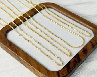 18K Gold-Plated Necklace Chains | 7 Styles | O-Link, Snake Chain, Heart Chain, Cross Chain | DIY Jewelry Making Supplies | Gold Copper Chain