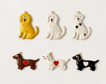Dog Charm Pendant, 18K Gold Stainless Steel Puppy Charm, Dachshund Dog Jewelry, Cute Pet Lover Gift, DIY Necklace Charm