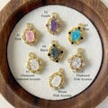 18K Gold Gemstone Charms | Oval Crystal Pendants | Jewelry Making Supplies product logo