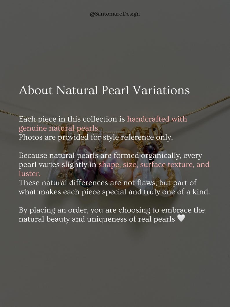 Freshwater Pearl Charm, Baroque Pearl Pendant, Gold Tone Clip On Charm, Handmade Gold Leaf Pearl, DIY Necklace Bracelet Jewelry Charm image 2