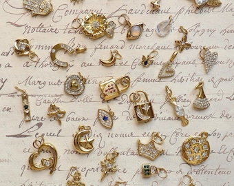 18k Gold Stainless Steel Charms, Dainty Heart, Lock, Evil Eye, Hamsa, Star, Cross, Moon Charms for DIY Jewelry Making, Non-Tarnish Pendants