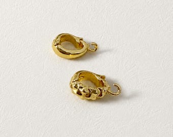 18K Gold Plated Brass Pearl Enhancer Clasp, Openable Charm Holder Bail, Smooth or Faceted Pendant Connector, DIY Jewelry Finding