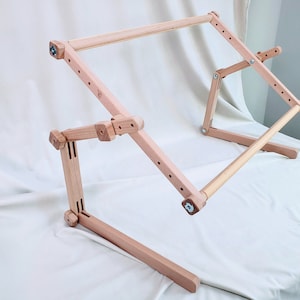 Wood Cross Stitch easy clip frame 12 &quot; (32cm) Adjustable Needlework Table Stand with scroll frame, Craft supplies Gifts for grandma, mom