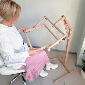 Kreuzstich-Cliprahmen & Bodenständer, Stickrahmen aus Holz mit verstellbarem Halter 19&quot; (48 cm) Bastelbedarf Geschenke für Mama
