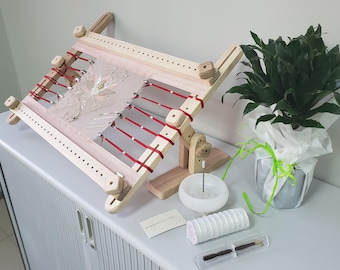 Tambour Embroidery kit - wood frame 21" ( 80 cm ) stand, Tambour Hook, Bead spinner. Good gift for learning to embroider