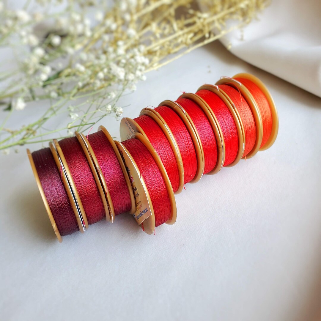 Red Thread Rings Red Beading Thread Set – 10 Spools LANTAN | Strong Polyester Thread for ...