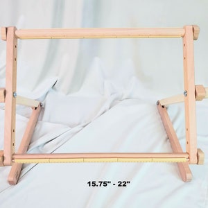 Wooden scroll easy clip frame with cross stitch Table Stand 22&quot; - 16&quot; ( 40cm - 56cm ) beginner embroidery supplies, Gifts for grandma, mom