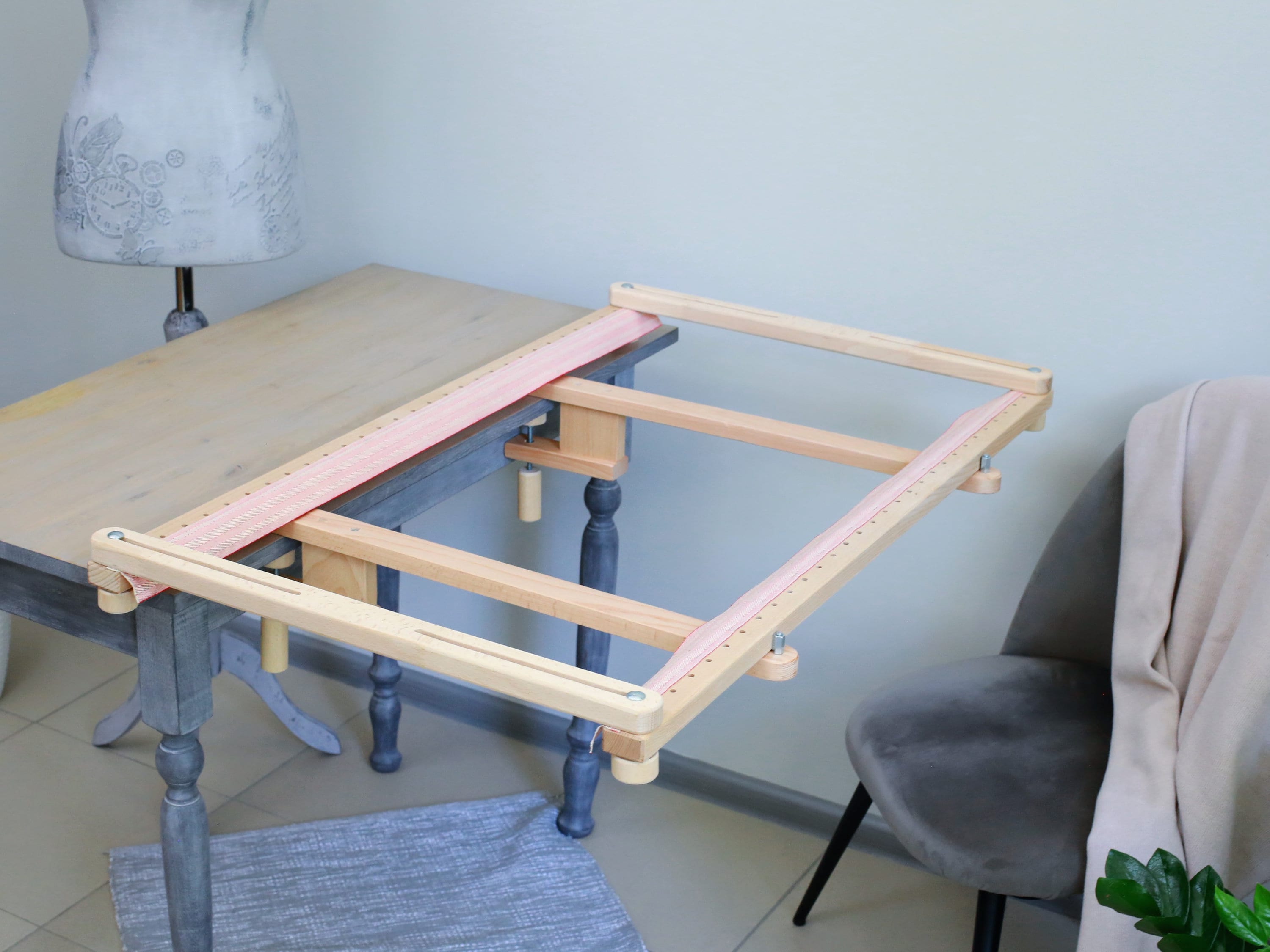 Extra Large Slate Embroidery Frame 47-23.5" (120-60 cm) | Clamp-On Stand for Master Projects