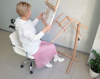 Embroidery Floor Stand Adjustable Natural Beech Wood Cross Stitch Embroidery Frame Holder, scroll frame, Qsnap, Tambour frame