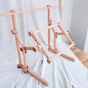 Wood Cross Stitch Stand 10" (24см) & Embroidery easy clip frames. Craft supplies for hand embroidery. Christmas gifts for mom needlecrafters