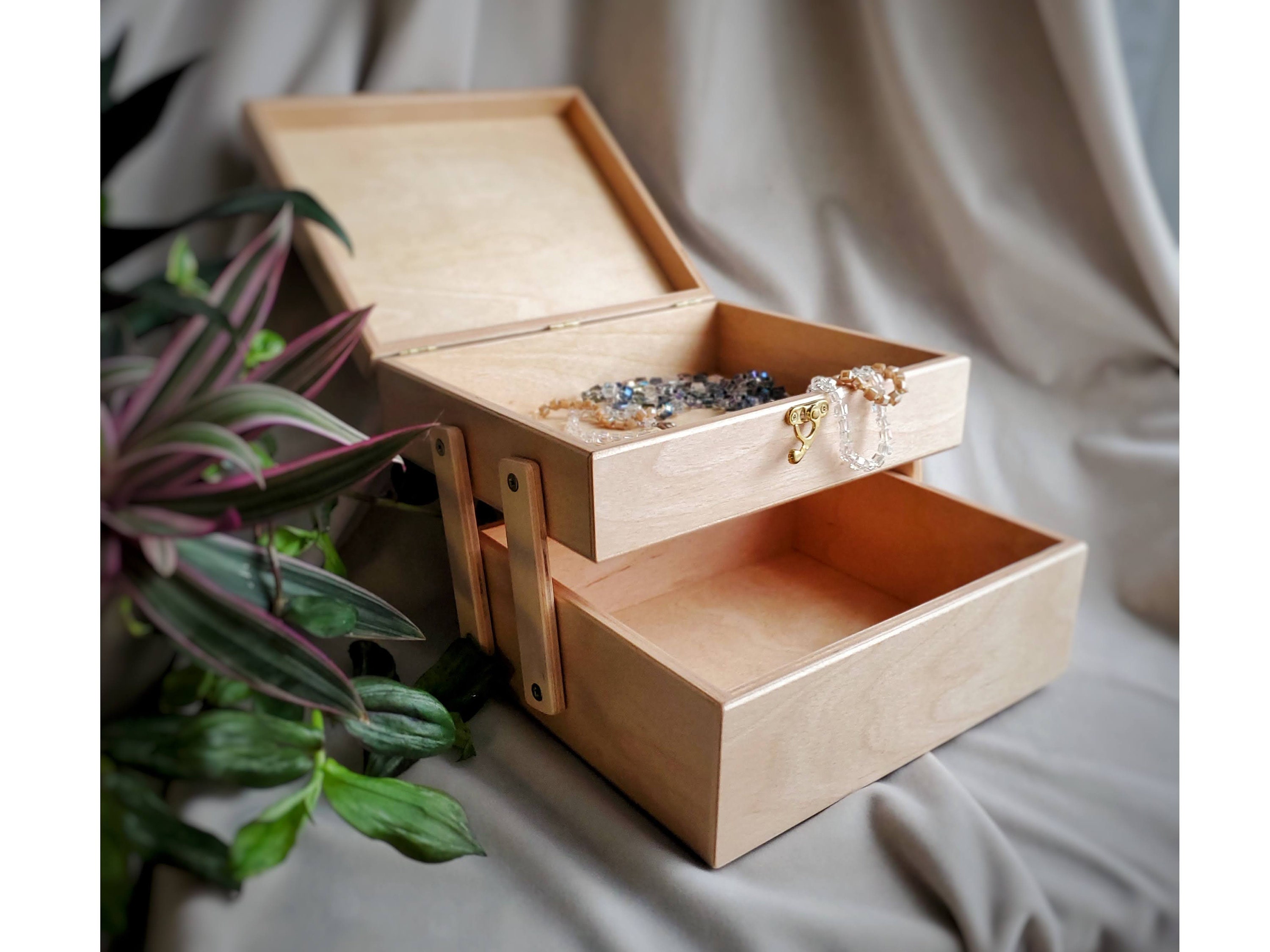 Organizador de caja de costura de madera, organizador de suministros de  costura para el hogar, accesorios de costura vintage para manualidades,  caja