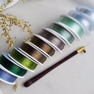 Transparent monofilament for beading Thin thread, strong, suitable for making embroidered jewelry with beads, sequins. Gift for crafters