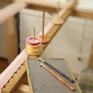 Wooden thread spool holder is attached to the Tambour Embroidery frame, accessories for hand embroidery image 5