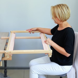Tambour Slate Frame 39-23.5&quot; (100-60 cm) with Table Clamp | Luneville Embroidery Stand for Professional Training