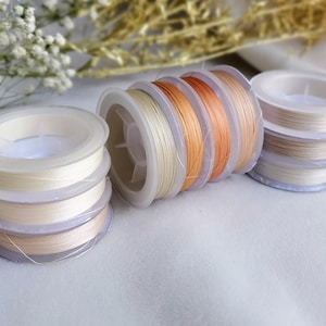 Beige Embroidery Thread Set – 10 Bobbins of Premium Beading & Needlework Thread, Colorfast Polyester
