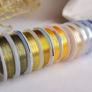 Tambour Embroidery with Metallic Polyester Threads, Luneville Sequin Embroidery and 10pcs Spool Set for Beading