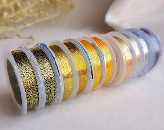 Tambour Embroidery with Metallic Polyester Threads, Luneville Sequin Embroidery and 10pcs Spool Set for Beading