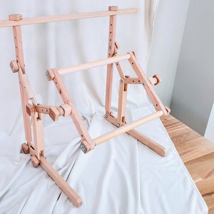Cross Stitch Lap Stand for Scroll Easy Clip Frame 12&quot; - 22&quot; ( 30cm - 56cm ) Wooden Needlework Table Stand. Craft supplies - gifts for mom