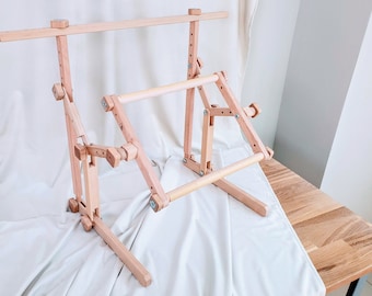 Cross Stitch Lap Stand for Scroll Easy Clip Frame 12" - 22" ( 30cm - 56cm ) Wooden Needlework Table Stand. Craft supplies - gifts for mom