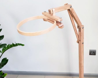 Adjustable Needlework Floor Stand for cross-stitch hoop, embroidery Frame, q snap. Craft supplies as Christmas gifts for grandma, mom