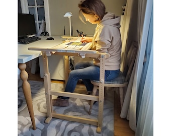 Tambour Embroidery Slate Frame, Trestles. Large Wood Stand square hoop 39&quot; (100cm), Needlework supplies for Luneville Embroidery
