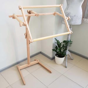 Adjustable Embroidery Floor Stand with Scroll Frame 22x16&quot; (56x40 cm) – Wood Frame for Sofa or Armchair Cross Stitch & Needlework