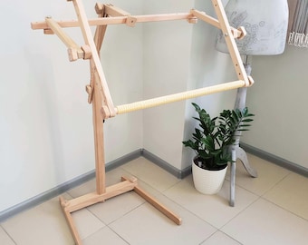 Adjustable Embroidery Floor Stand with Scroll Frame 22x16" (56x40 cm) – Wood Frame for Sofa or Armchair Cross Stitch & Needlework