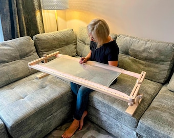 Adjustable Embroidery Frame for Sofa or Table – Beechwood Slate Frame 19.5–55” | Tambour & Cross Stitch Stand with Tilt Support