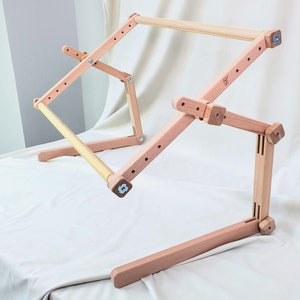 Embroidery easy clip frame 16&quot; (40cm) Wood Cross Stitch Stand with Adjustable scroll frame. Craft supplies Christmas gifts for grandma, mom