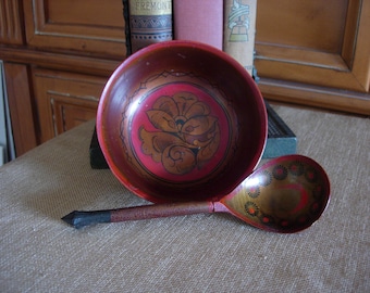 #3-3 h=4/" Wooden Candy Bowl Russian Khokhloma hand painted