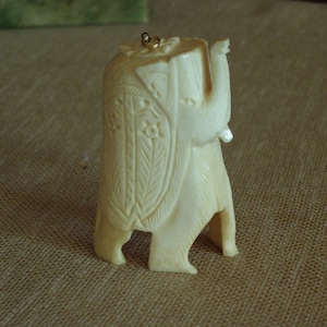 Elephant Figurine Pendant Hand Carved Ox Bone