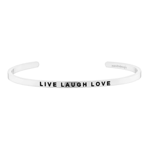 Live Laugh Love Bracelet White Ribbon Bracelet Hand Stamped Bracelet Positive Quote Gifts Positivity Bracelet Bracelets For Women Engraved